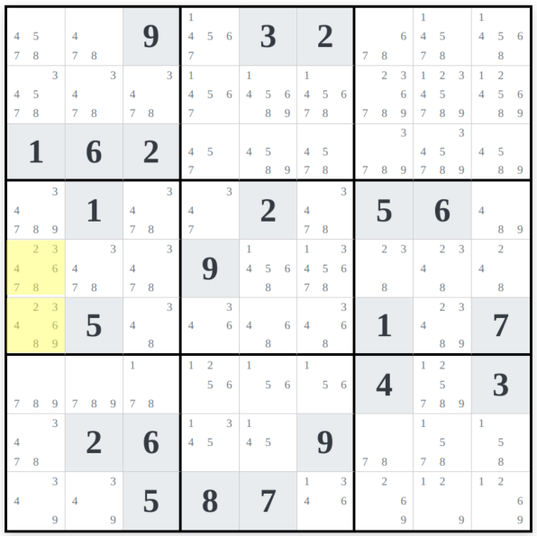 Hidden Pairs Example